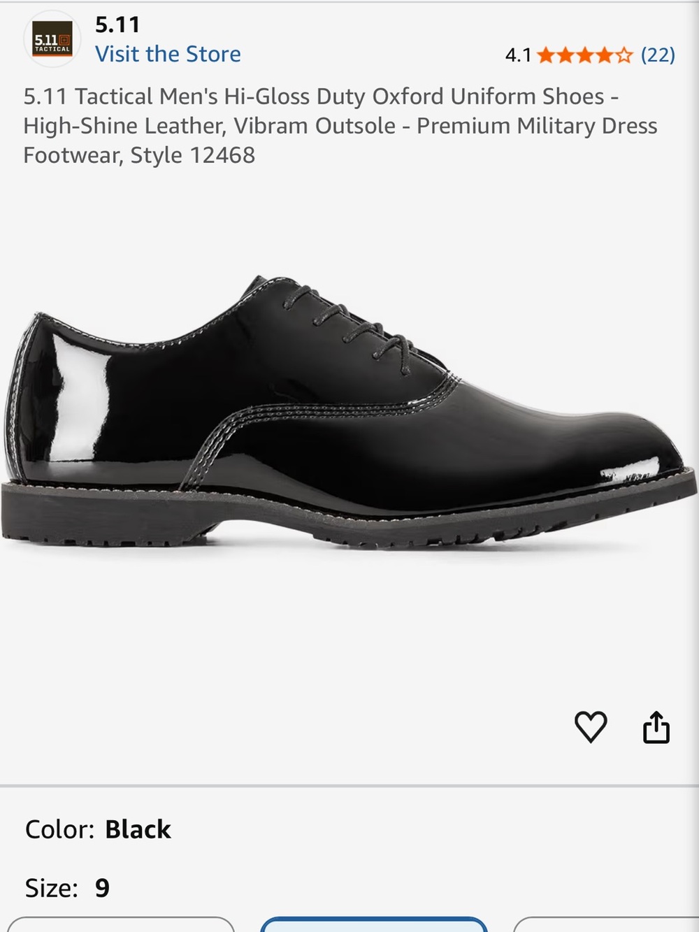 5.11 Tactical Men's Black Hi-Gloss Oxford